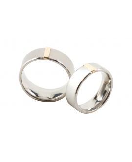 Trauring / Ehering für zwei Personen Steel-Gold RB-Design